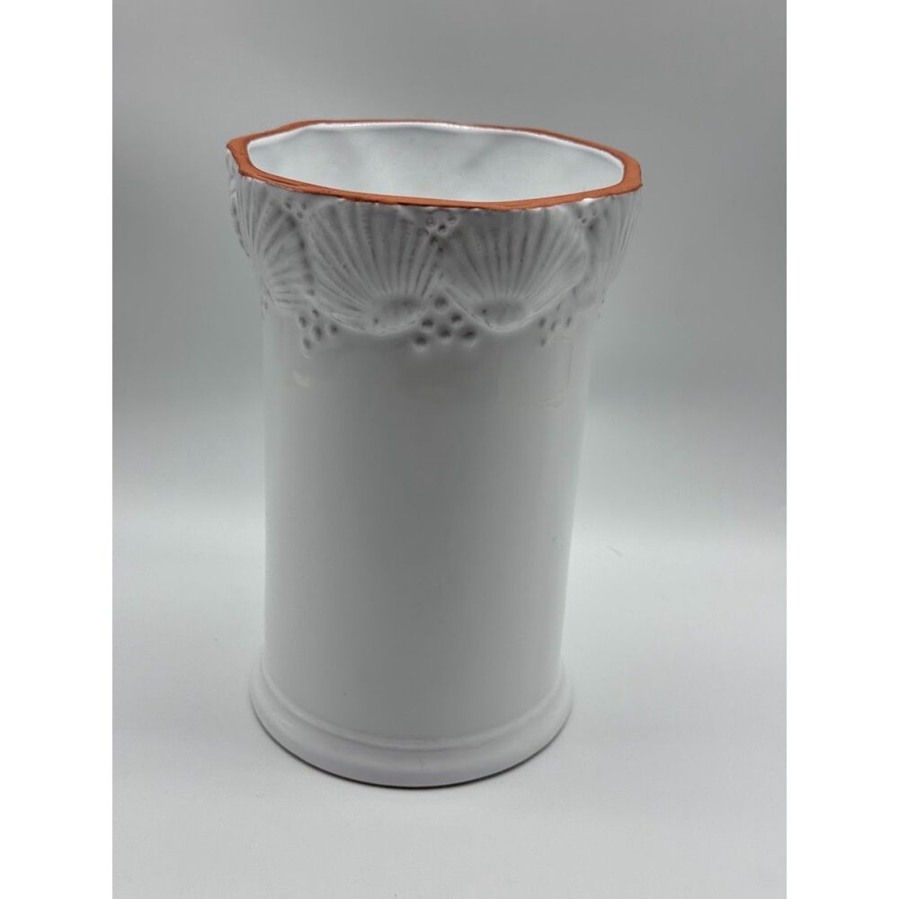 Portugal White Ceramic Pottery 10"X 6" with Embossed sea shells